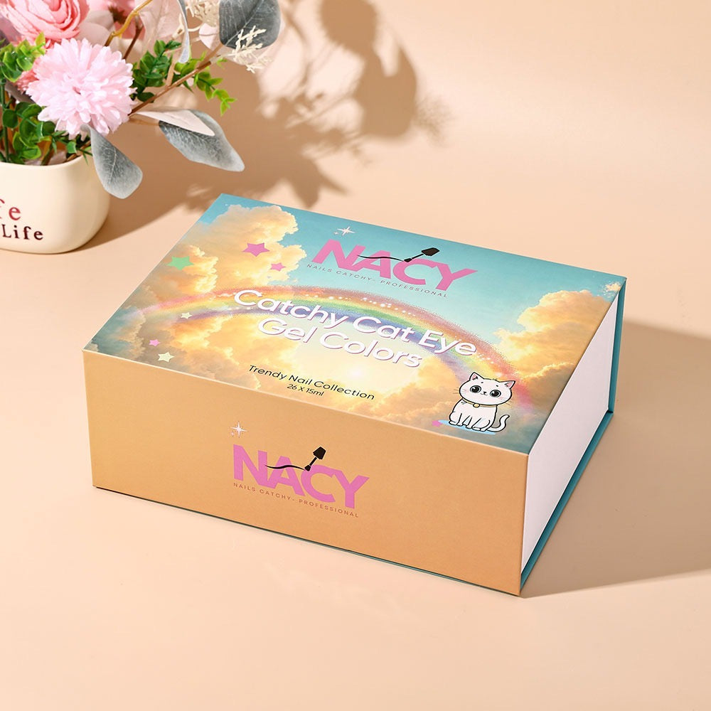 Nacy Moonlight Cat Eye Gel 26 Colors Full Set - Free Book Color Chart Display / Magnet & Top Coat