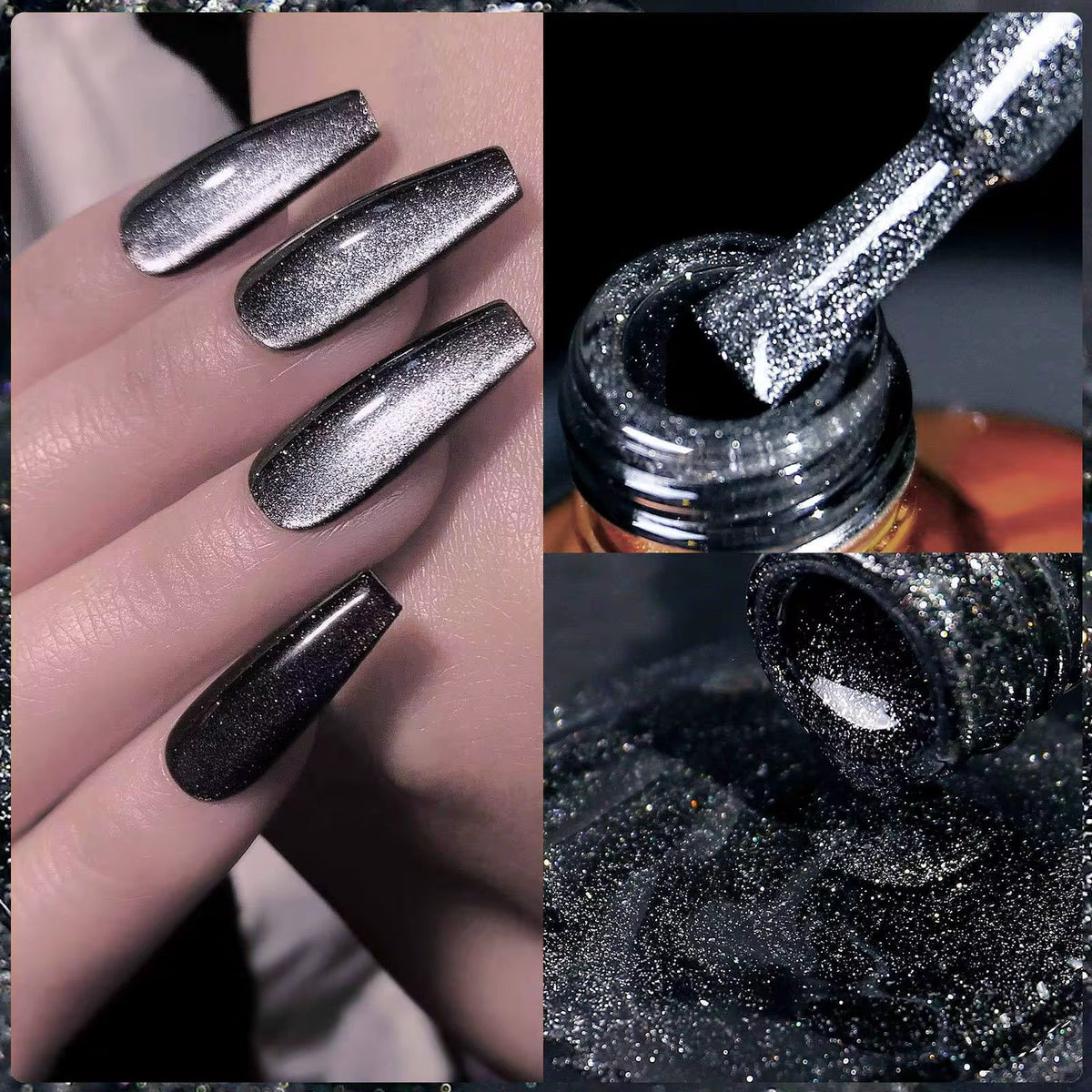 Nacy 6 Colors Obsidian Black Cat Eye Gel Set