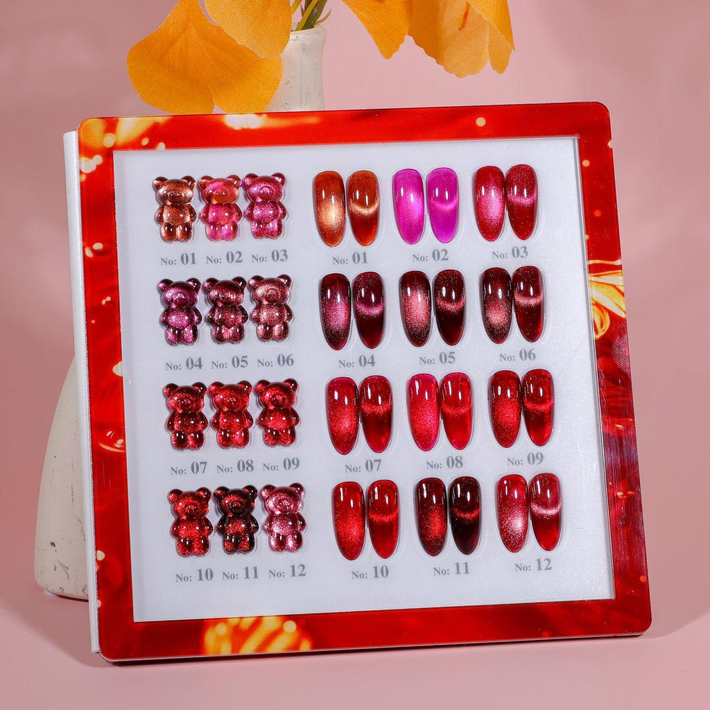 [BFCM 25] Deal Nacy Red Royal Crystal Cat Eye Collection 12 Colors / w Color Book Display