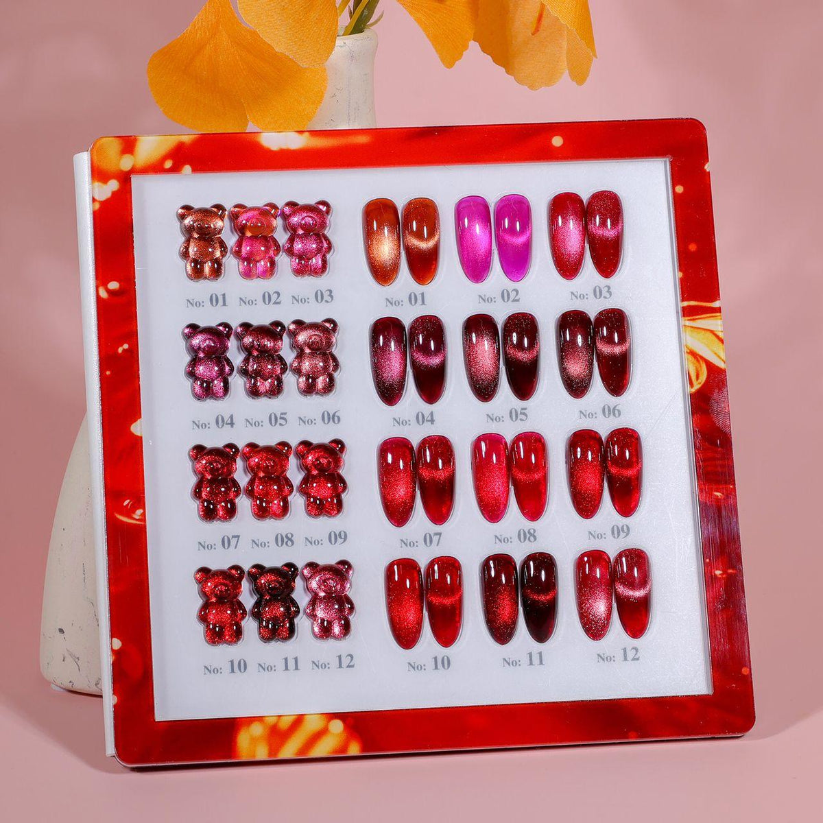 [BFCM 25] Deal Nacy Red Royal Crystal Cat Eye Collection 12 Colors / w Color Book Display