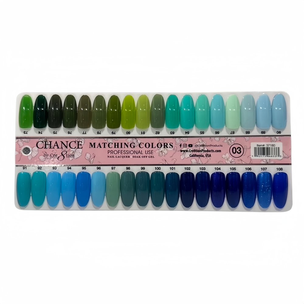 Chance Matching Duo 0.5oz 36 Colors- Green & Blue Shades Collection w/ 2 set Color Chart