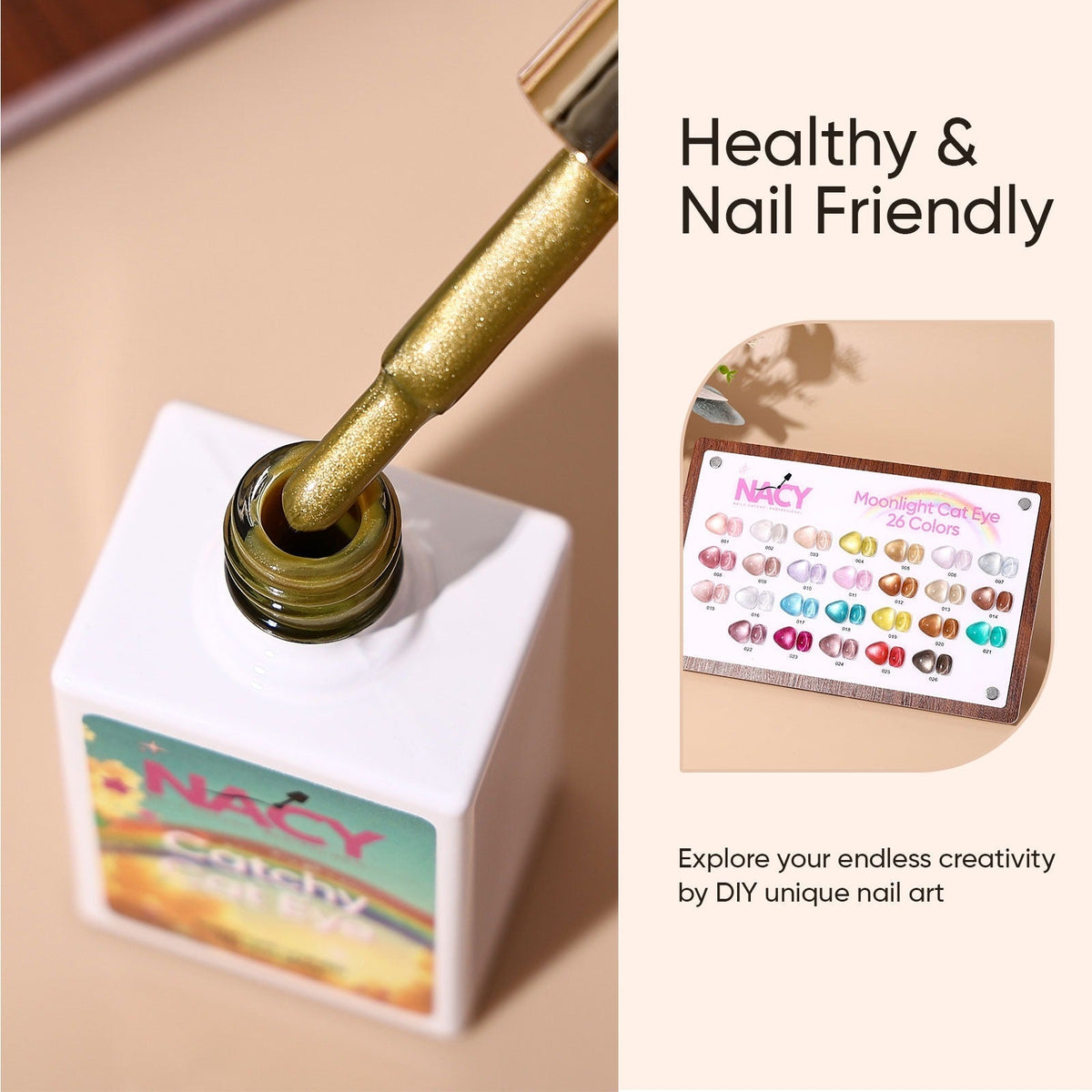 Nacy Moonlight Cat Eye Gel 26 Colors Full Set - Free Book Color Chart Display / Magnet & Top Coat