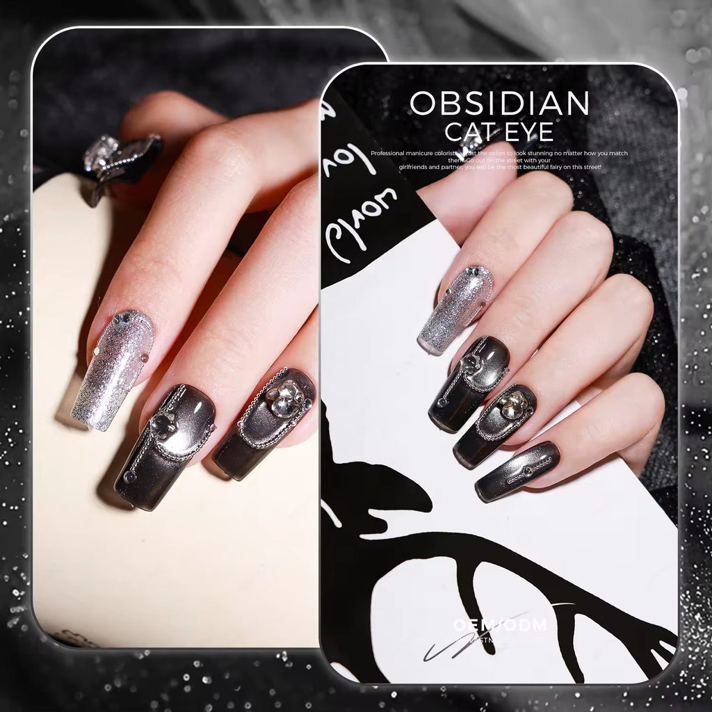 Nacy 6 Colors Obsidian Black Cat Eye Gel Set