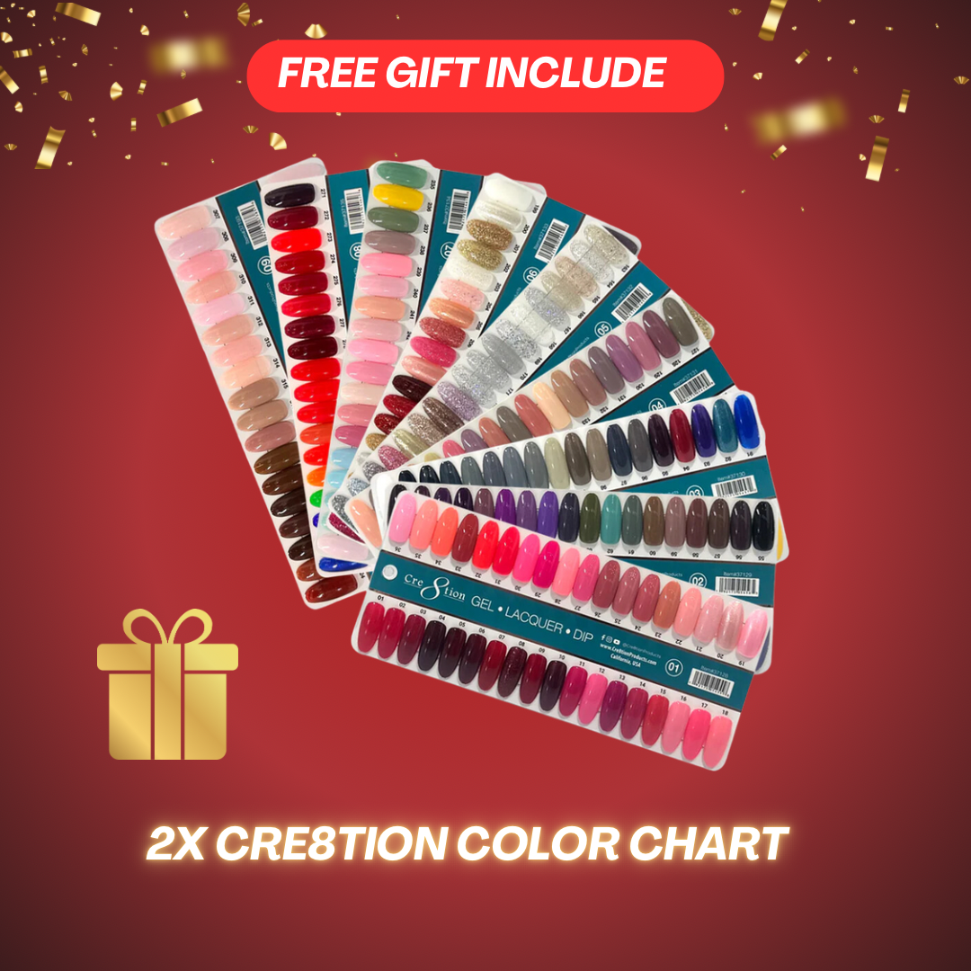 Cre8tion Trio Matching colors - Full set 324 colors ( Free 1x Cre8tion  Cordless lamp, 1x Color Charts, 1x Color Book & 6x Top Coat Gel 0.5oz)