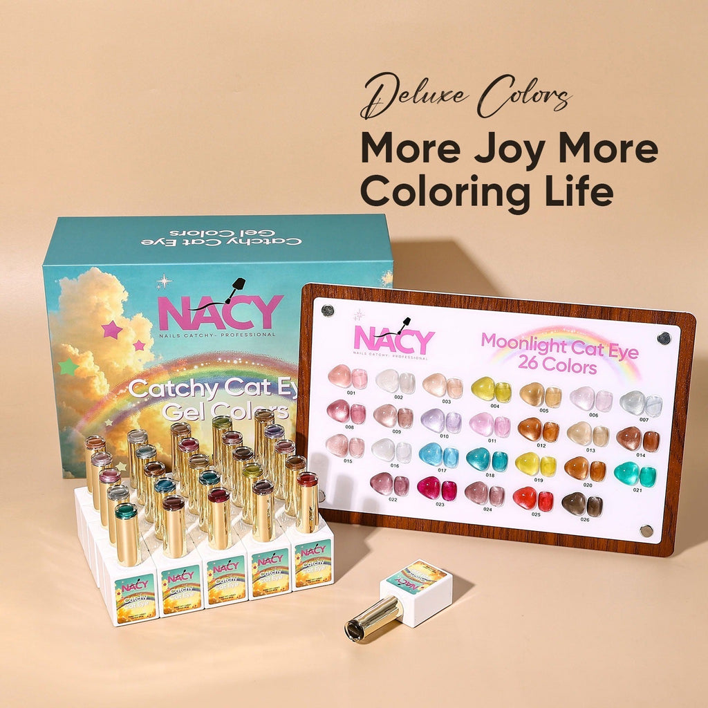 Nacy Moonlight Cat Eye Gel 26 Colors Full Set - Free Book Color Chart Display / Magnet & Top Coat