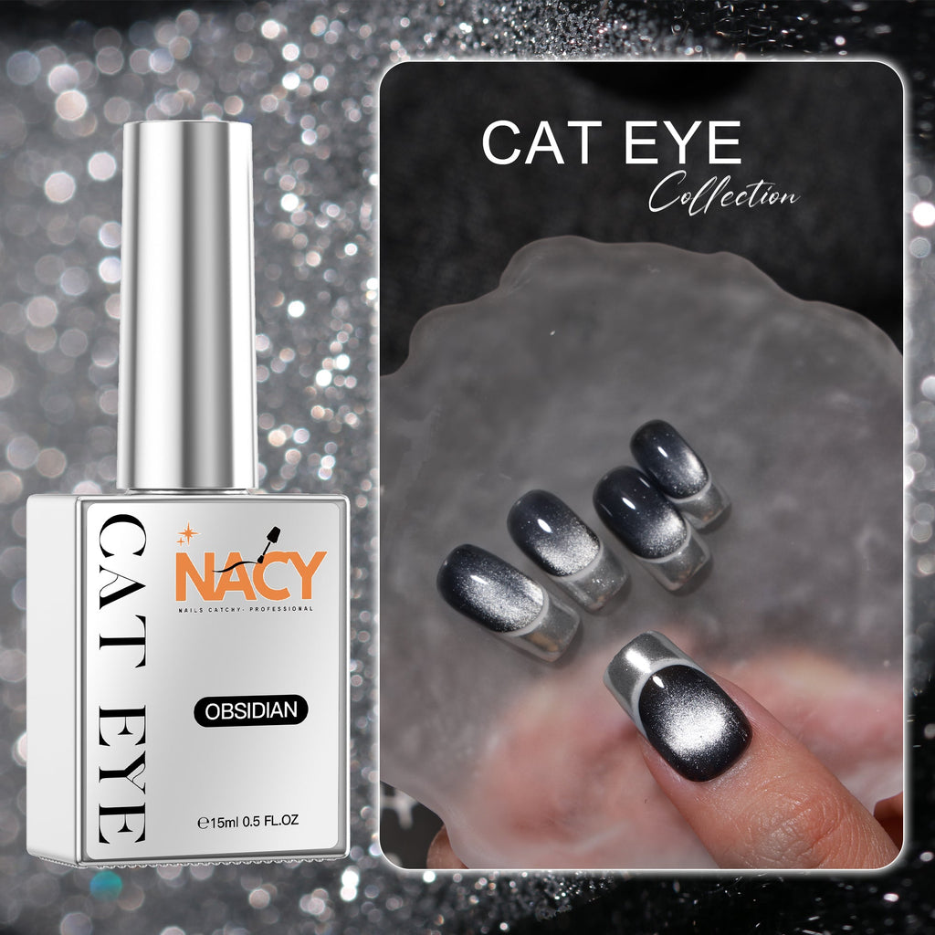 Nacy 6 Colors Obsidian Black Cat Eye Gel Set