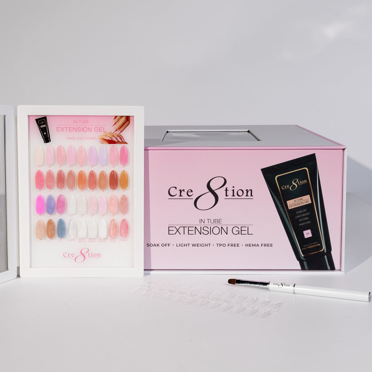 Cre8tion Poly-Extension Gel In Tube 2oz - 36 Color Kit + Free x12 Top Coat 0.5oz