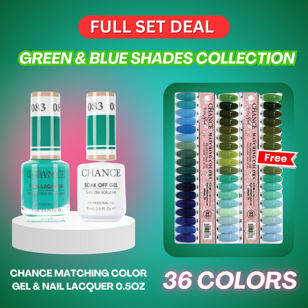 Chance Matching Duo 0.5oz 36 Colors- Green & Blue Shades Collection w/ 2 set Color Chart