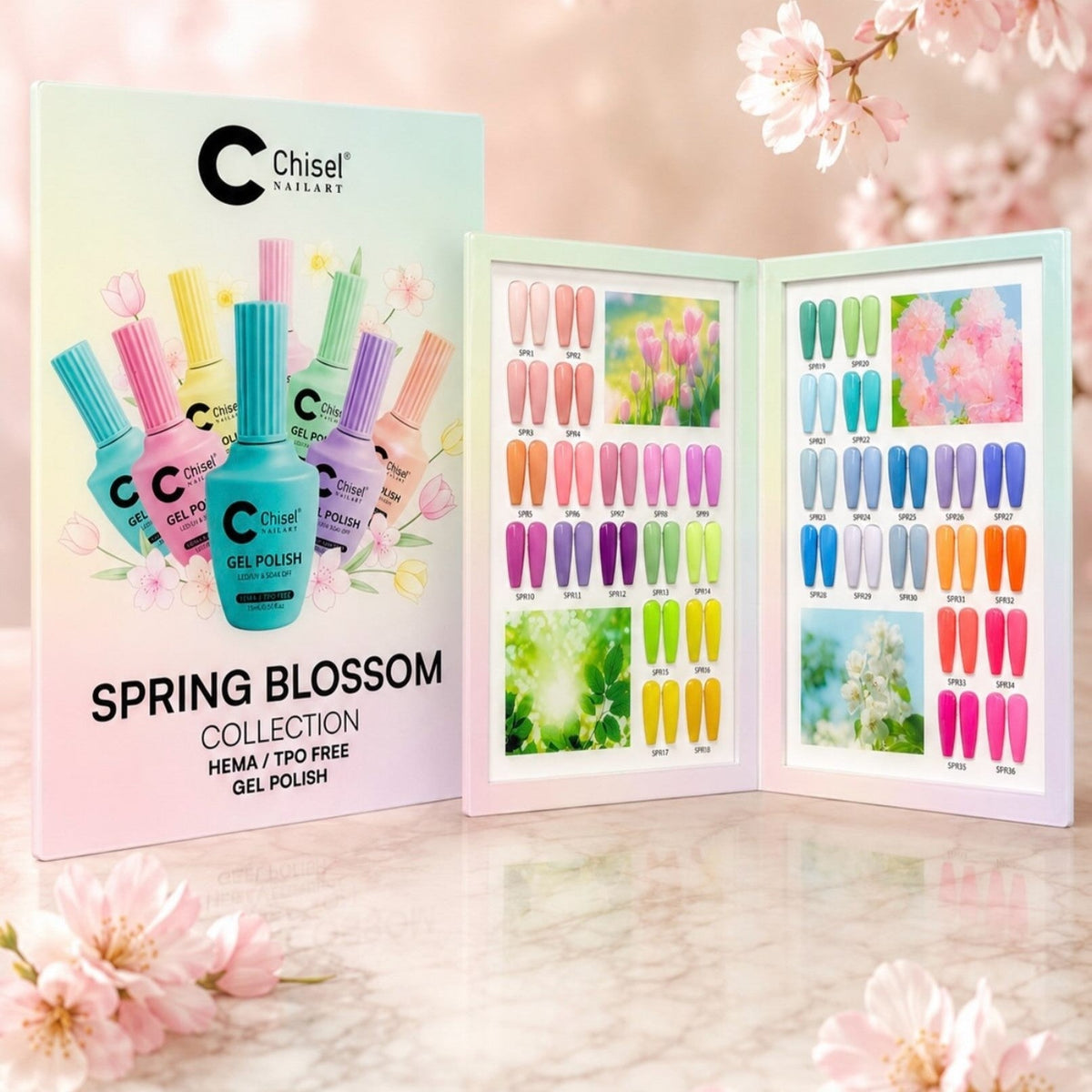 Chisel Spring Blossom Collection Gel 0.5oz - Set 36 Colors w/ 1 Acrylic Booklet