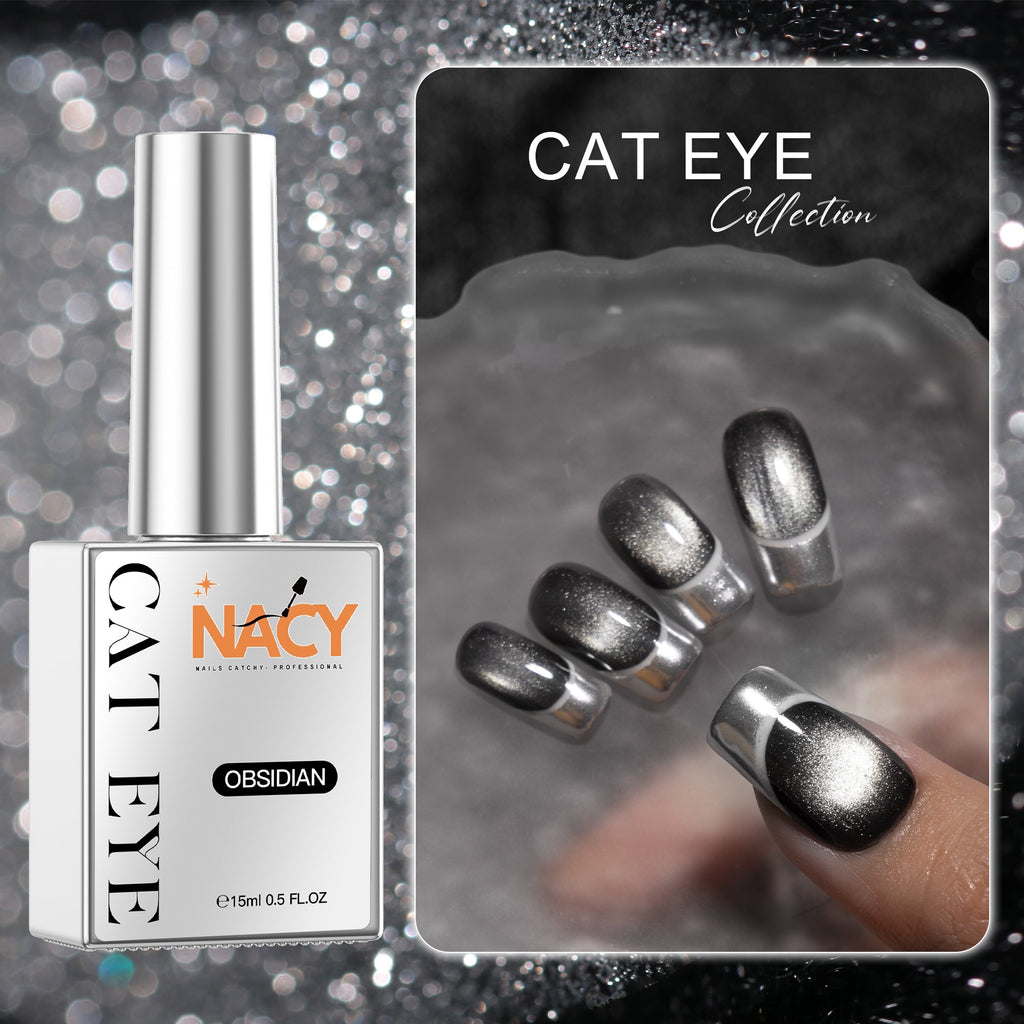 Nacy 6 Colors Obsidian Black Cat Eye Gel Set