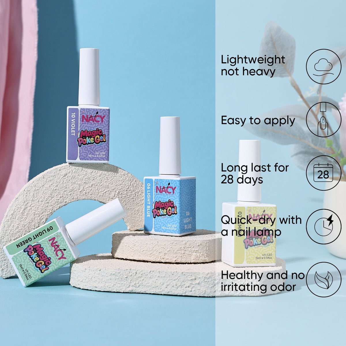 Nacy Poke Art Gel HEMA/TPO Free Set 12 Colors 0.5oz - Free 1pcs Top Coat