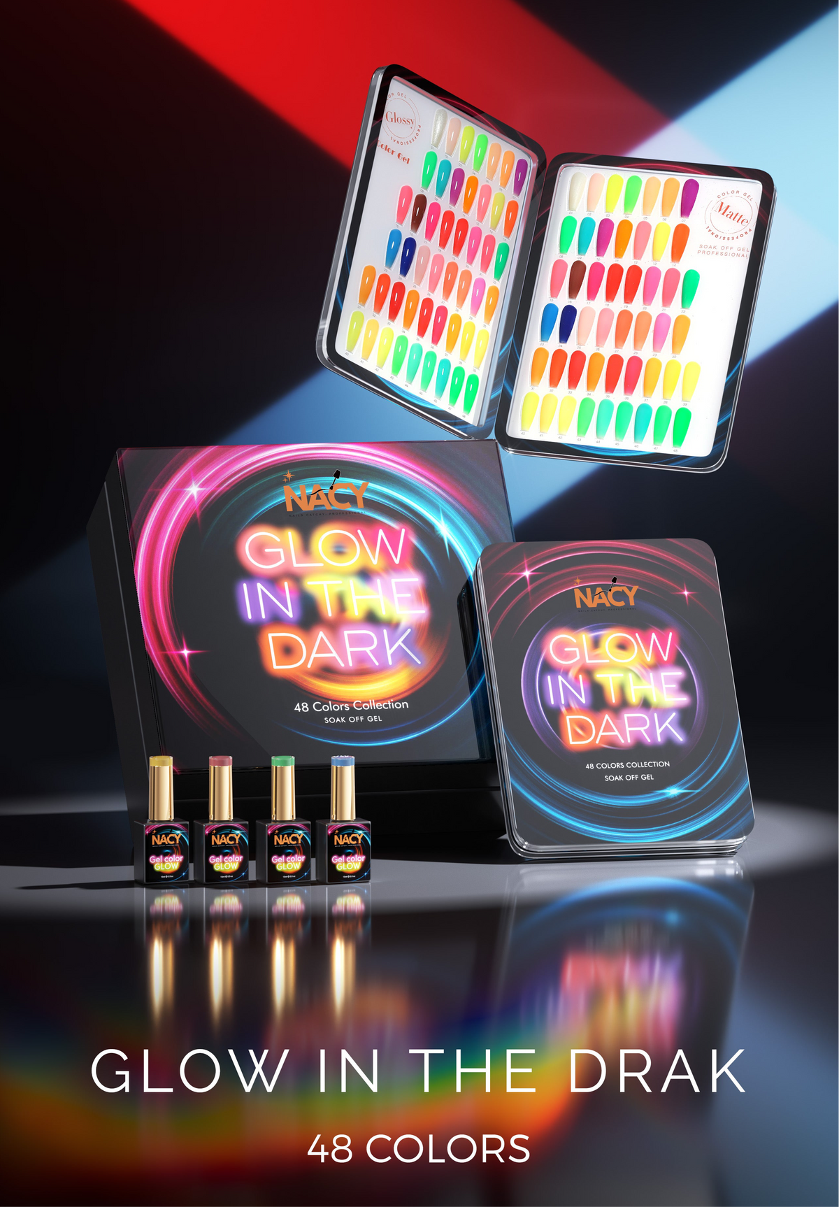 Nacy Neon Glow in the Dark Gel Set Full 48 Colors 0.5oz