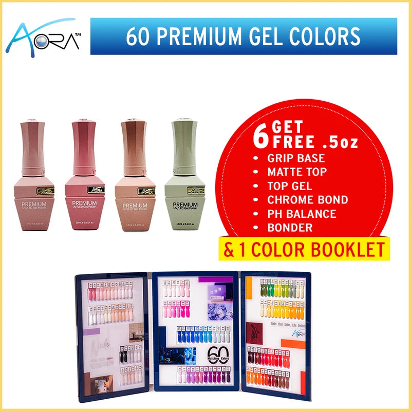 Aora Premium Gel Polish Collection (0.6oz) – #01 to #60 + Bonus Booklet