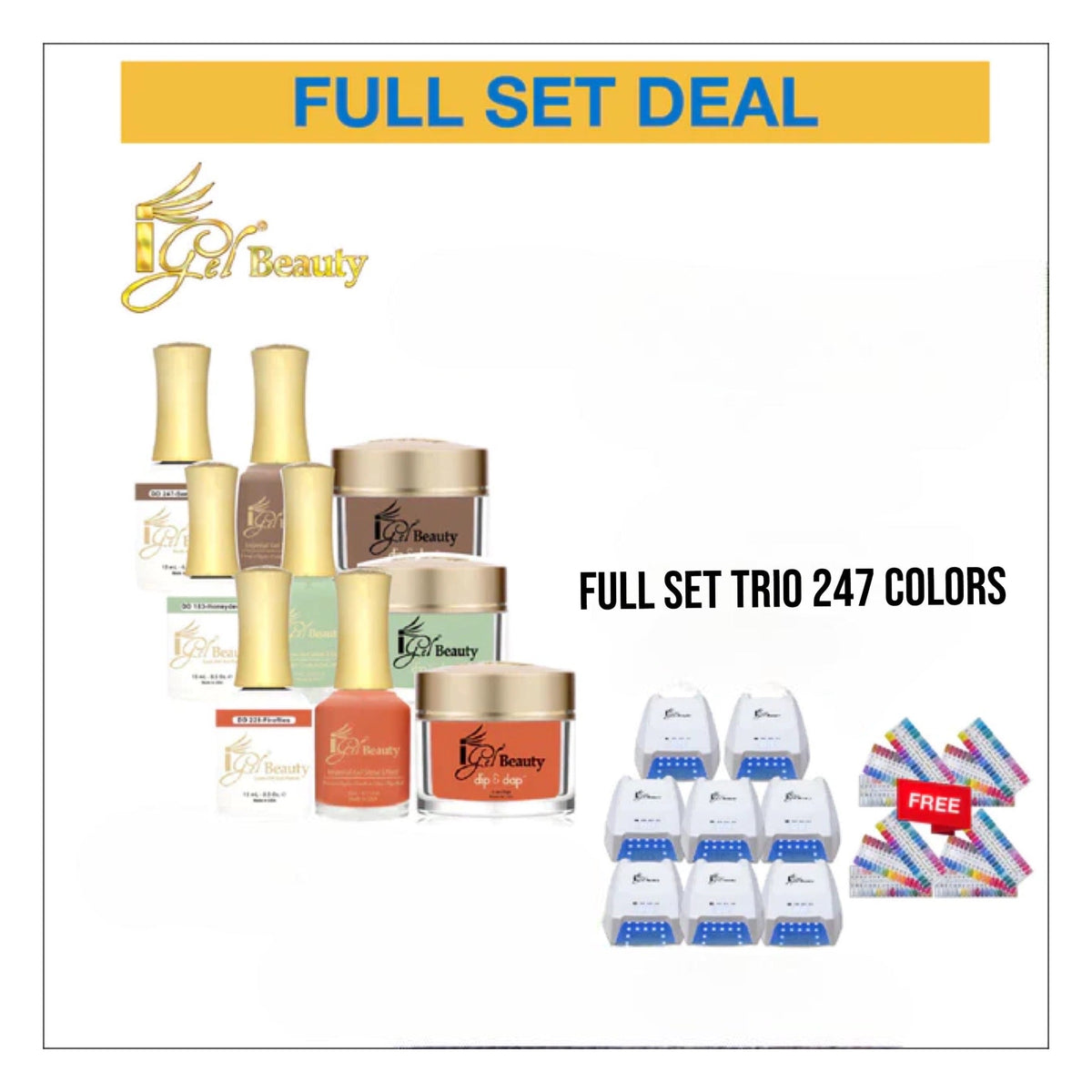 iGel Trio Matching 247 colors - Free 4 sets Color Chart & 8pcs Hybrid Lite Lamps