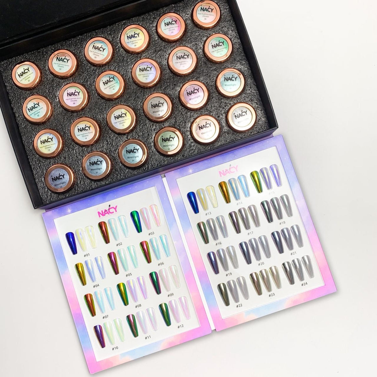 Nacy High Brightness Auora Chrome Mirror Powder Set 24 Colors