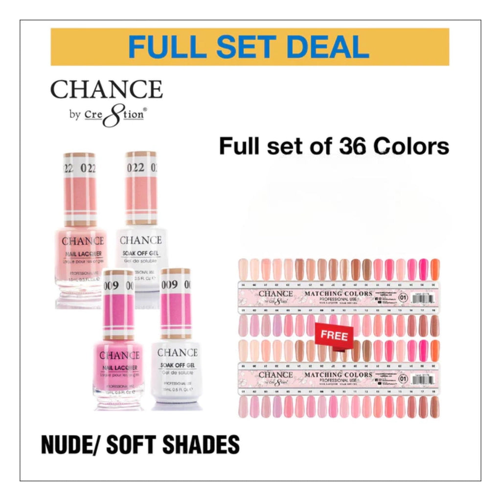 Chance Matching Duo 36 Colors - Nude/ Soft Shades Collection w/ 2 set Color Chart