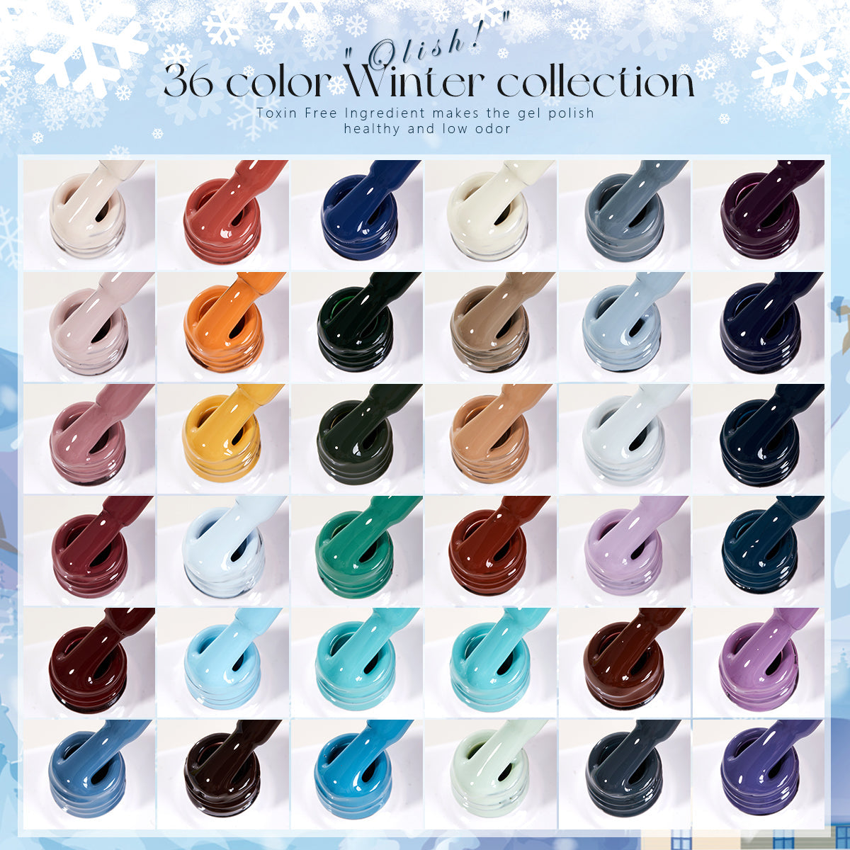 Nacy Set Winter Gel 36 Colors - HEMA TPO free / Free 1 Base, 1 Top, 1 Matte & 1 Color Display Book & Swatches