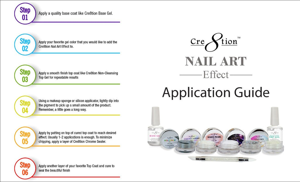 Cre8tion Unicorn Nail Art Effect - Full set 18 colors w/ 3 Top Diamond 0.5oz & 1 set Color Chart