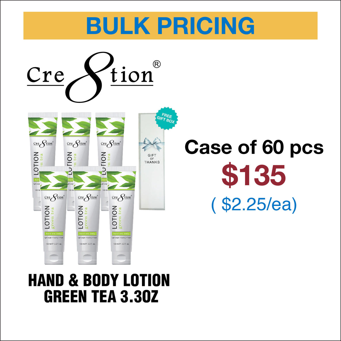 Cre8tion Hand & Body Lotion 5 Flavors - Mix & Match Scents (No Free Gift)