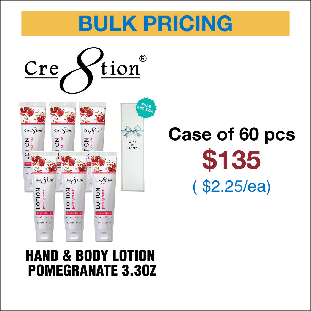 Cre8tion Hand & Body Lotion 5 Flavors - Mix & Match Scents (No Free Gift)
