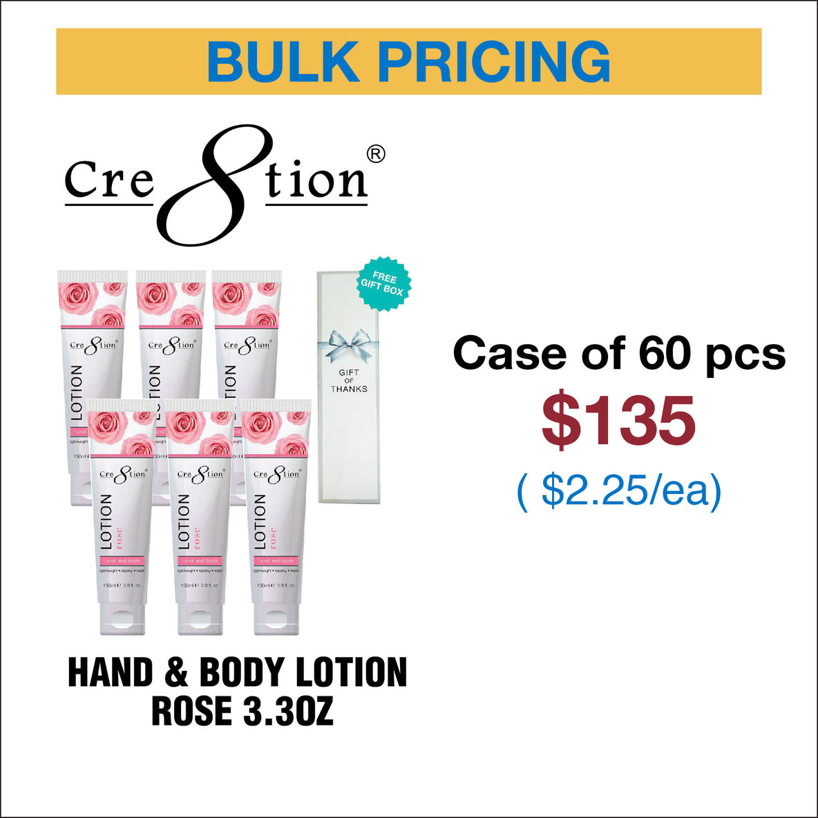 Cre8tion Hand & Body Lotion 5 Flavors - Mix & Match Scents (No Free Gift)
