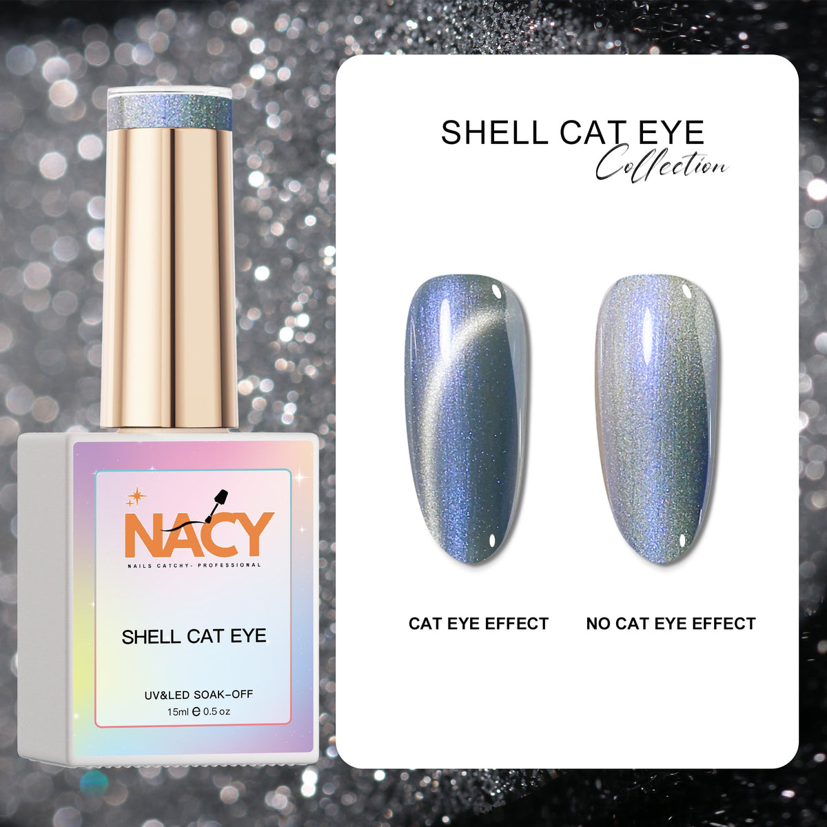 Nacy Shell Auora Cat Eye Set 24 Colors / Free color chart Book display