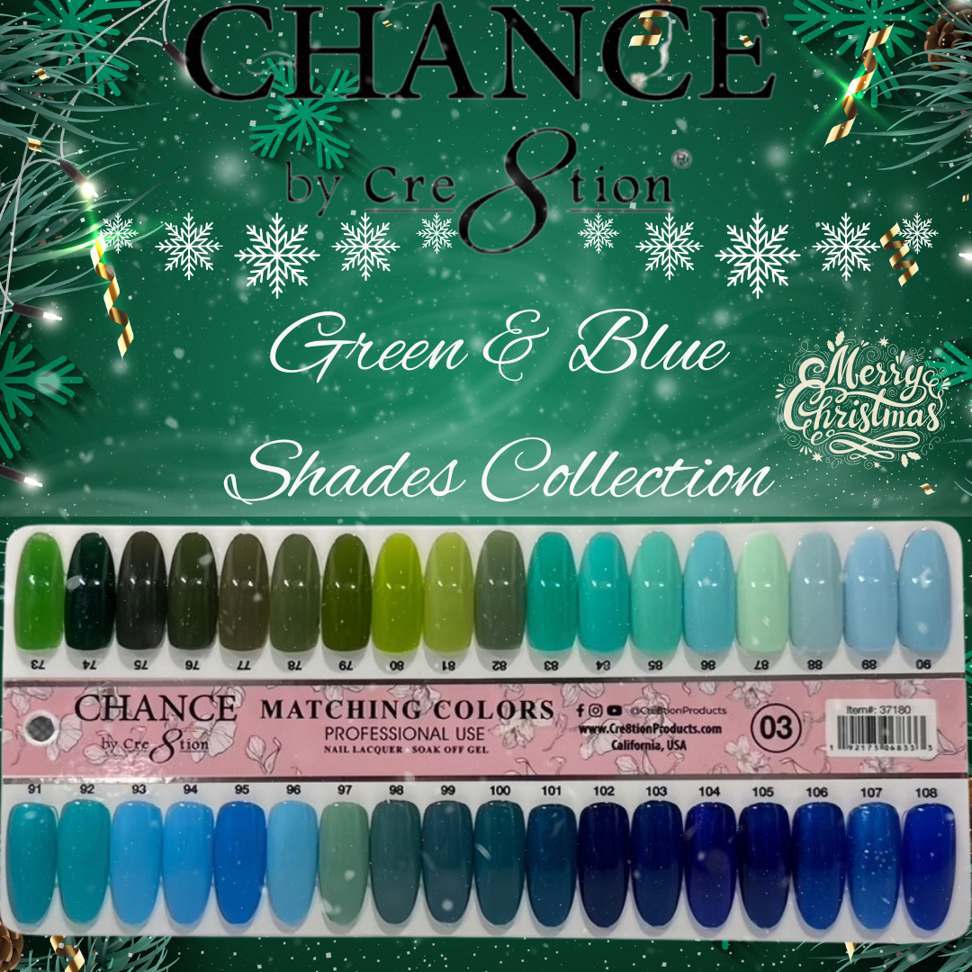 Chance Matching Duo 0.5oz 36 Colors- Green & Blue Shades Collection w/ 2 set Color Chart