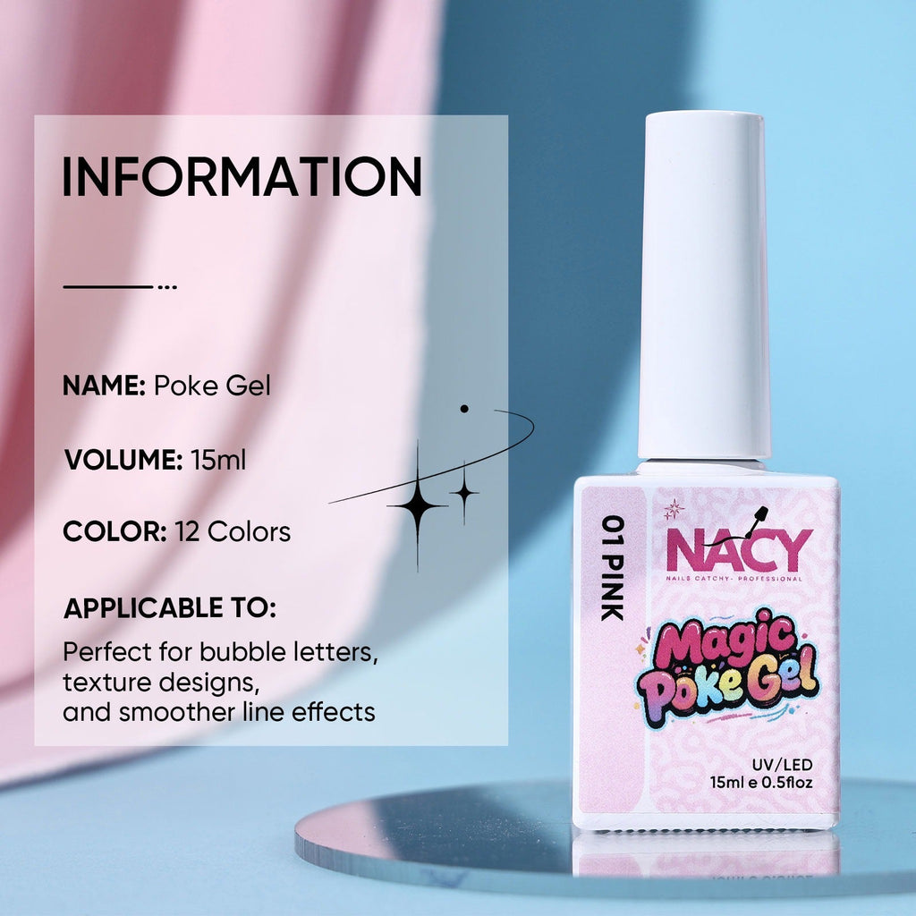 Nacy Poke Art Gel HEMA/TPO Free Set 12 Colors 0.5oz - Free 1pcs Top Coat