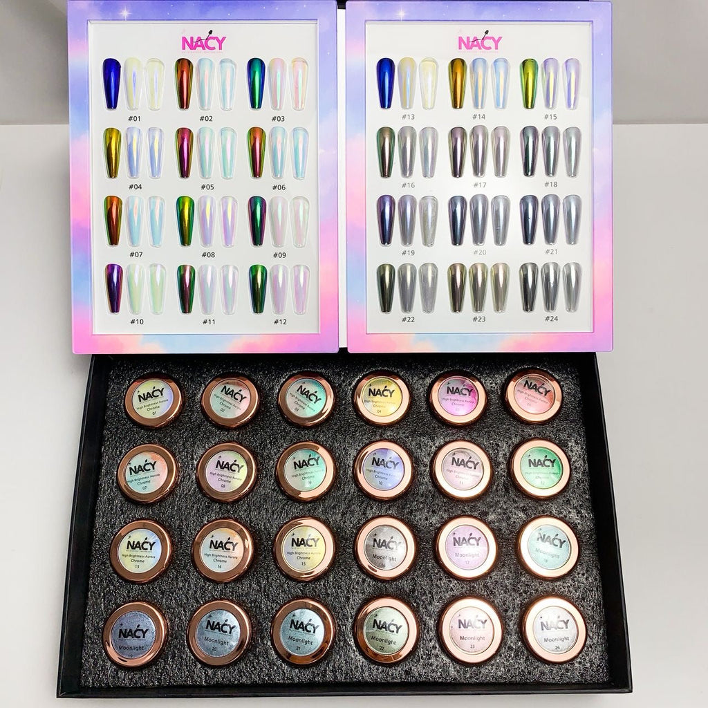 Nacy High Brightness Auora Chrome Mirror Powder Set 24 Colors
