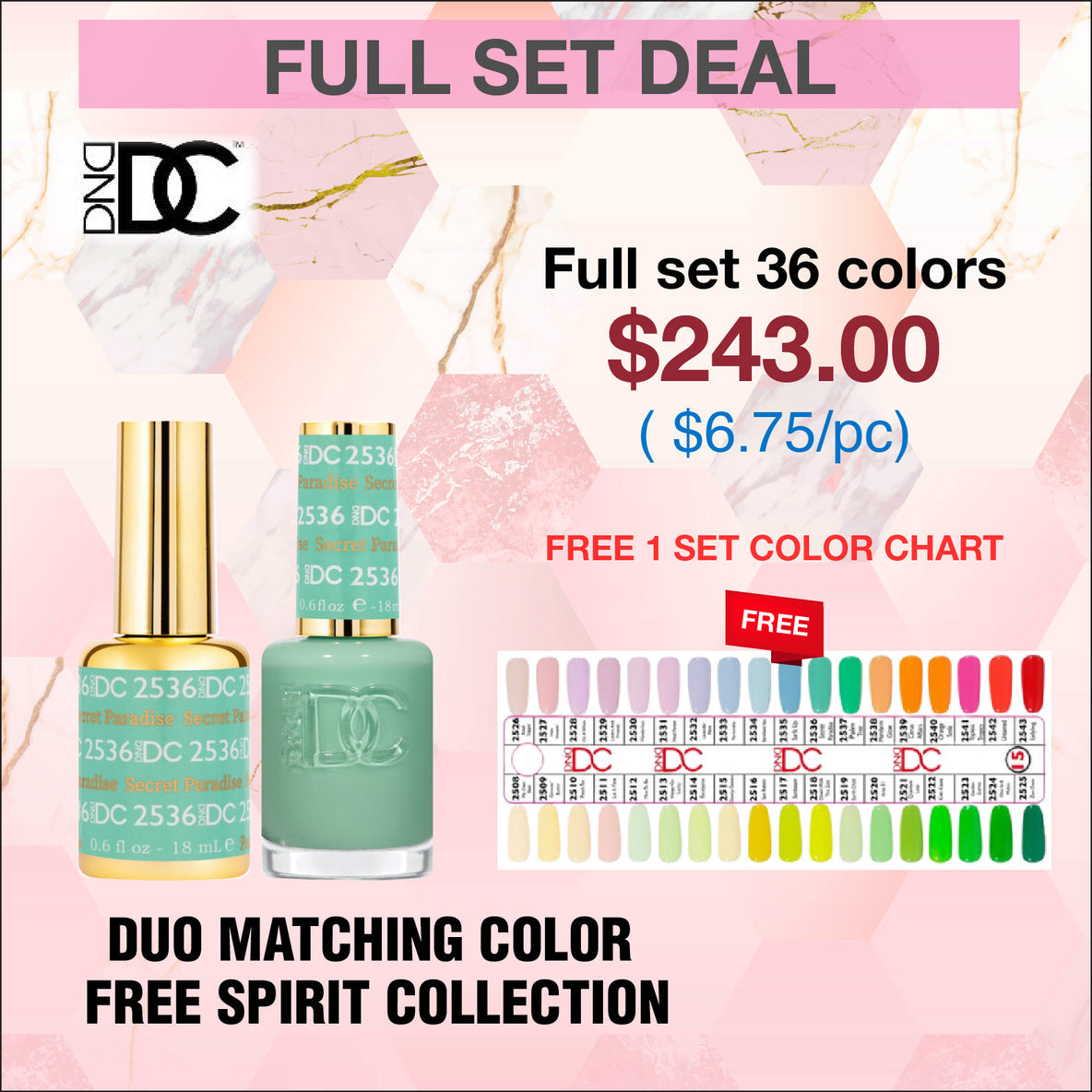 DND DC Duo Matching Full 36 colors  #2508 - #2543  Free Spirit Collection  free color chart 05