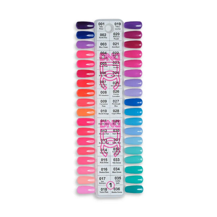 DND DC Dip Powder 2oz - 36 colors Board 1 (#001 - #036) w/ 2 Color Charts