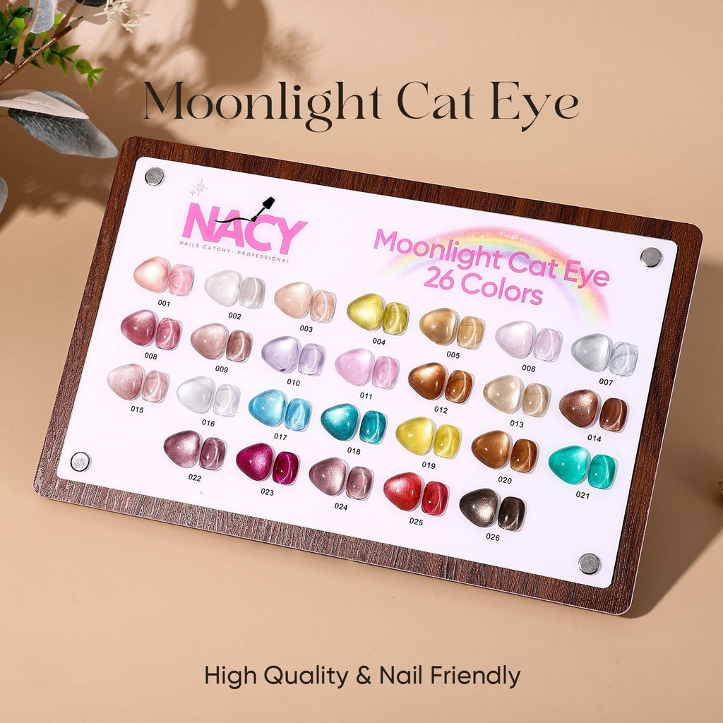 Nacy Moonlight Cat Eye Gel 26 Colors Full Set - Free Book Color Chart Display / Magnet & Top Coat