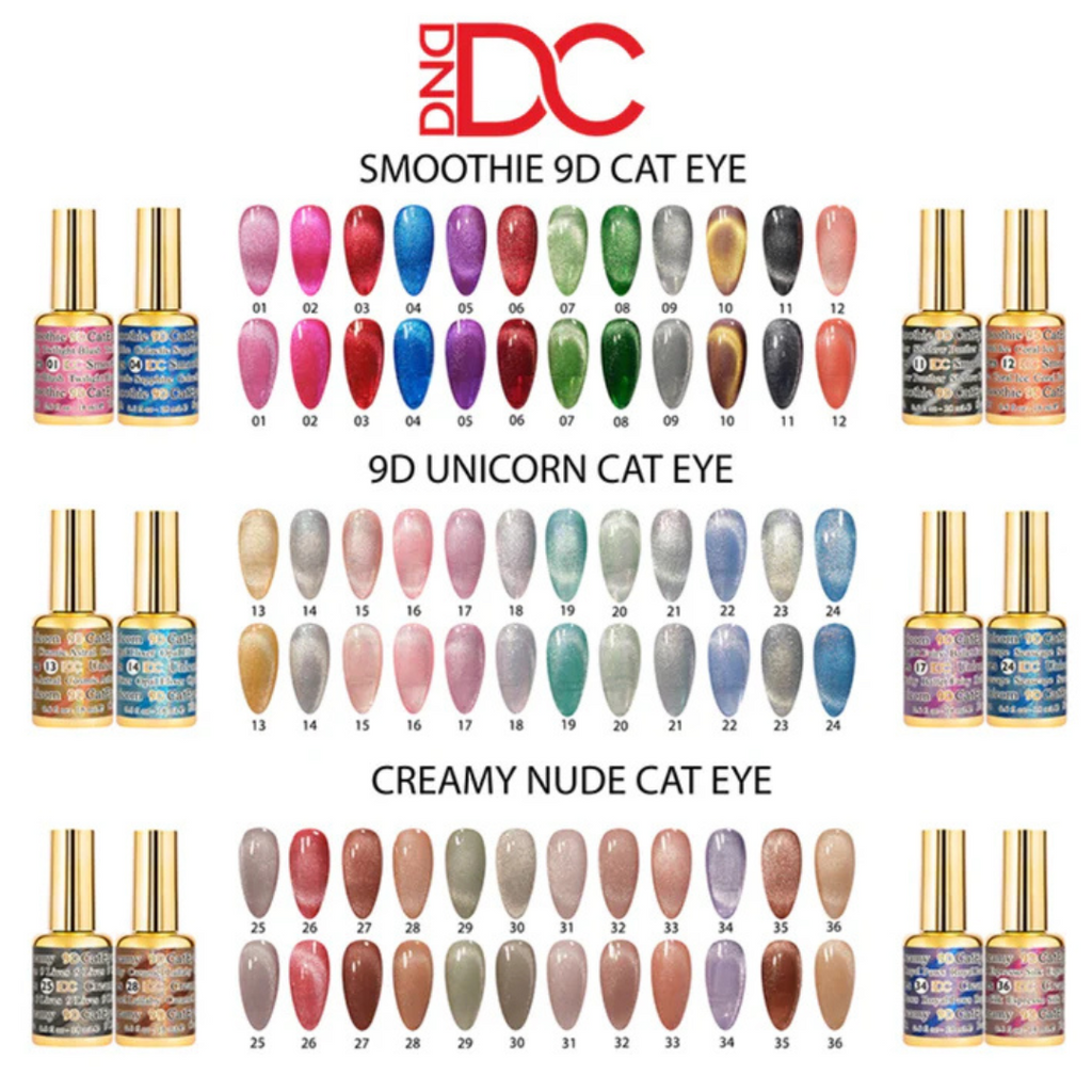 DND DC CAT EYE 9D FULL SET 36 COLOR W/ FREE 1 SET COLOR CHART & CAT EYE MAGNET