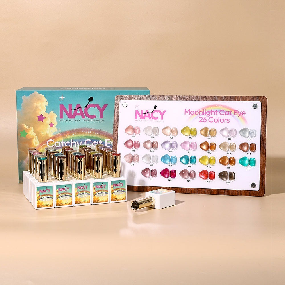 Nacy Moonlight Cat Eye Gel 26 Colors Full Set - Free Book Color Chart Display / Magnet & Top Coat
