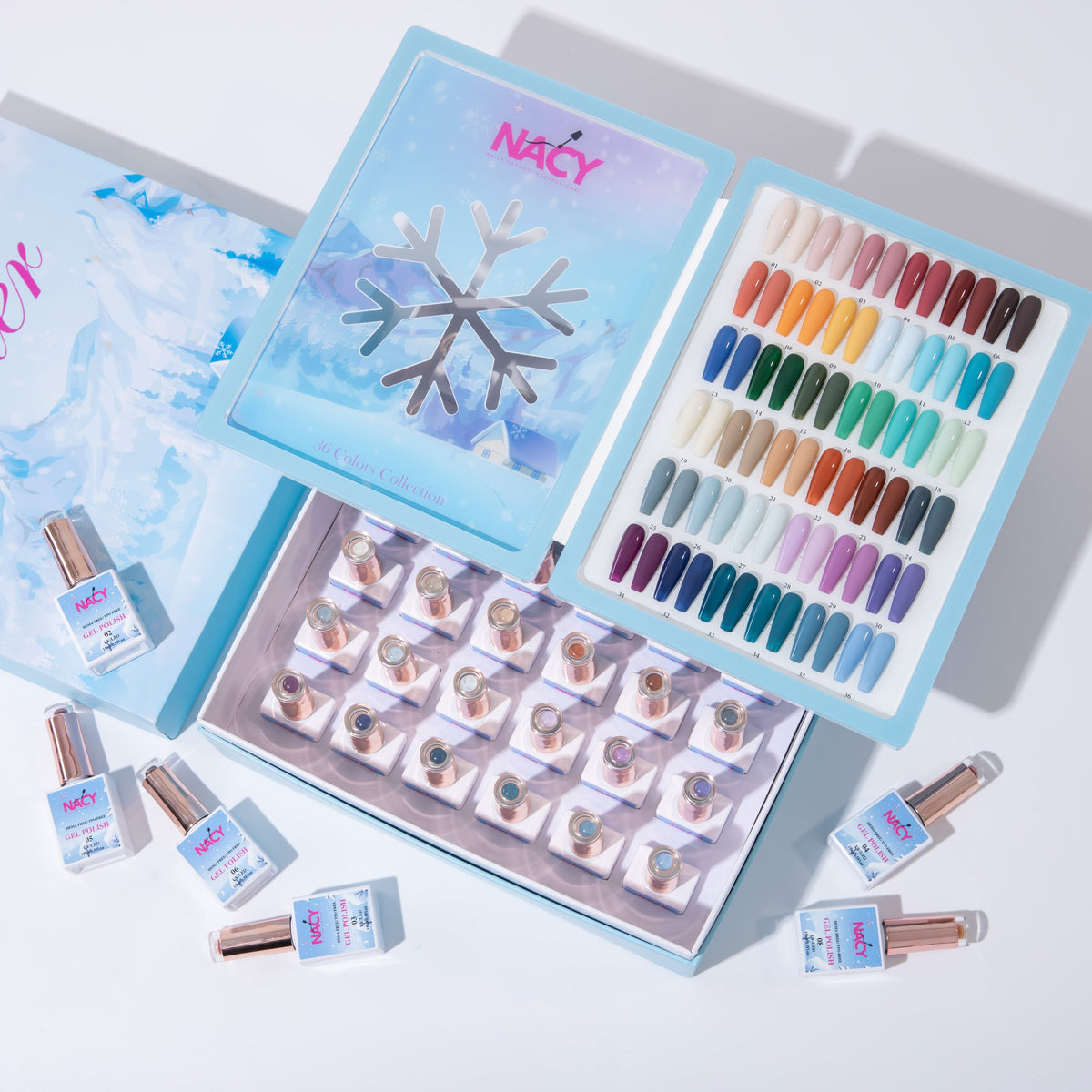 Nacy Set Winter Gel 36 Colors - HEMA TPO free / Free 1 Base, 1 Top, 1 Matte & 1 Color Display Book & Swatches
