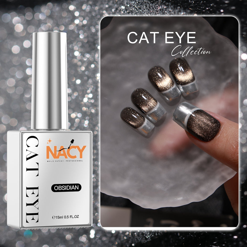 Nacy 6 Colors Obsidian Black Cat Eye Gel Set