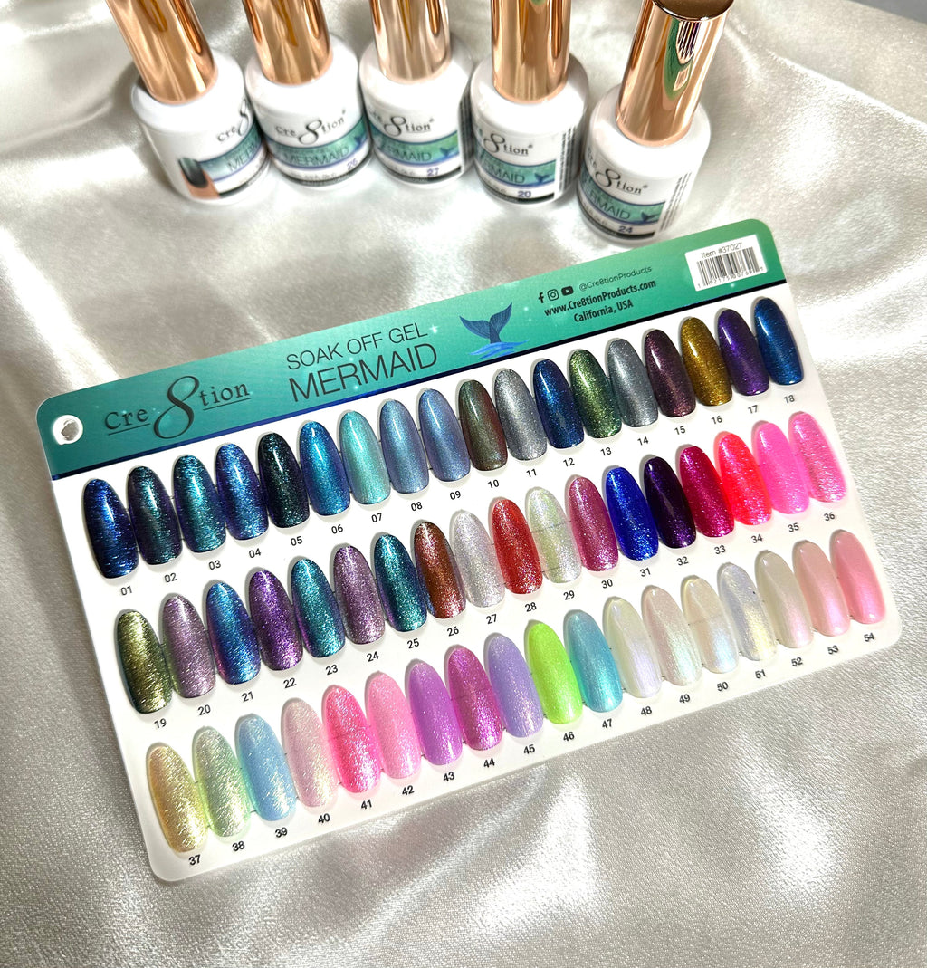 Cre8tion - Mermaid Full 2024 Collection - 54 Colors Soak Off Gel - $8.00/each