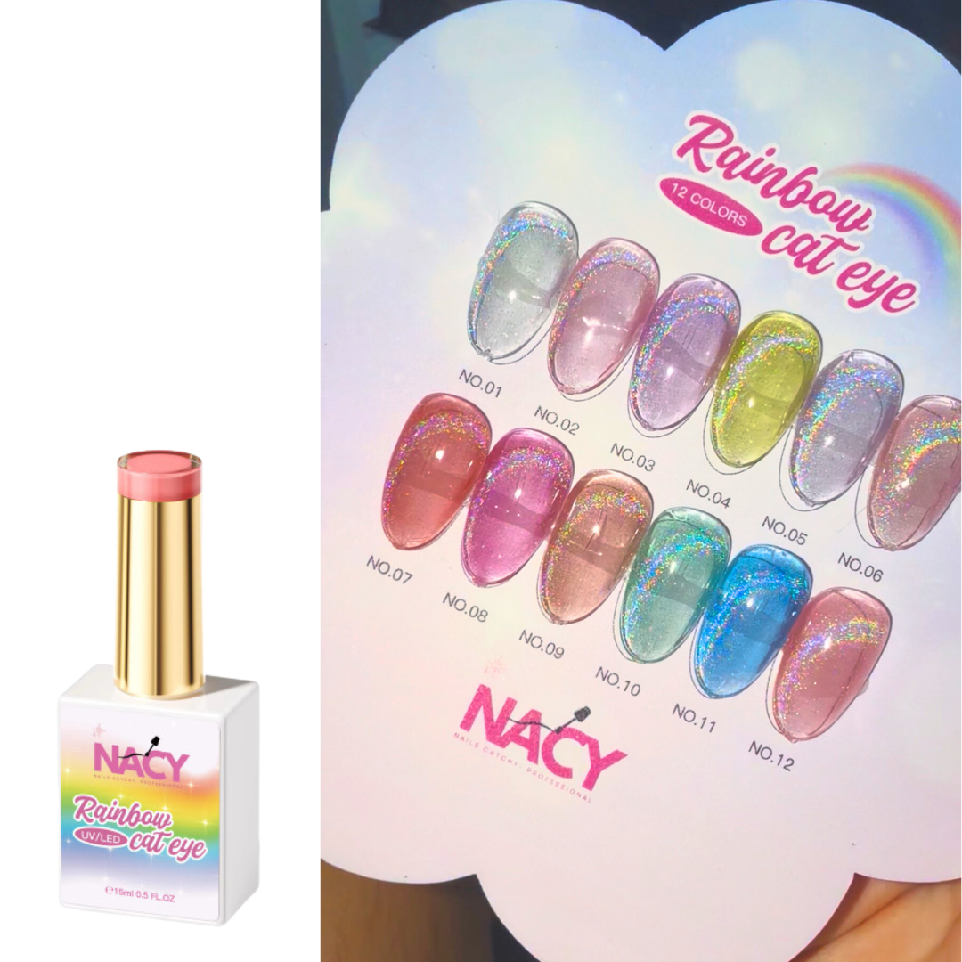 Nacy Rainbow 12 Colors Cat Eye Gel 0.59. set/ Free Color Chart Display