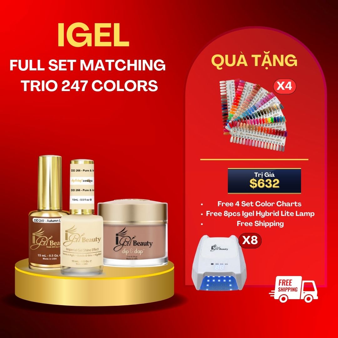 iGel Trio Matching 247 colors - Free 4 sets Color Chart & 8pcs Hybrid Lite Lamps