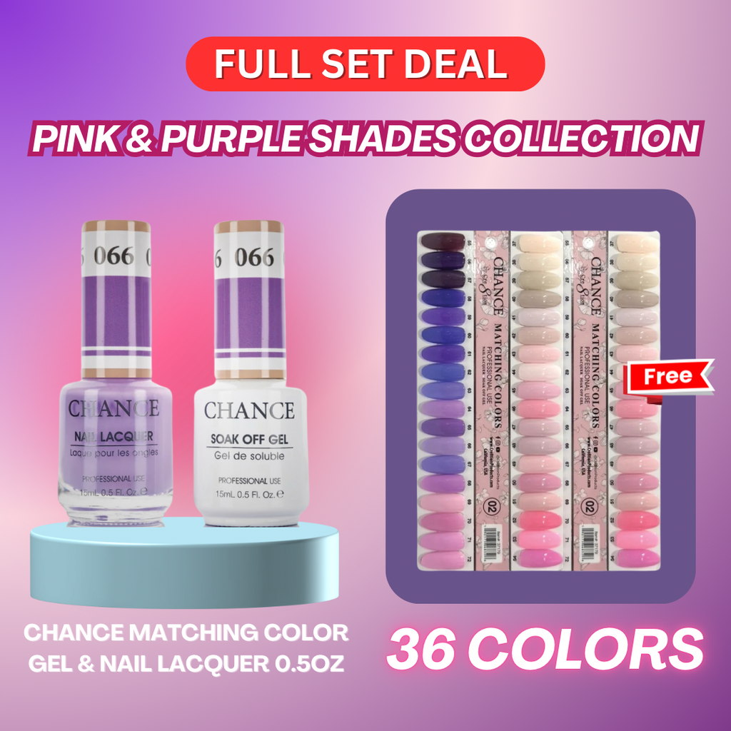 Chance Matching Duo 0.5oz - 36 Colors- Pink & Purple Shades Collection w/ 2 set Color Chart