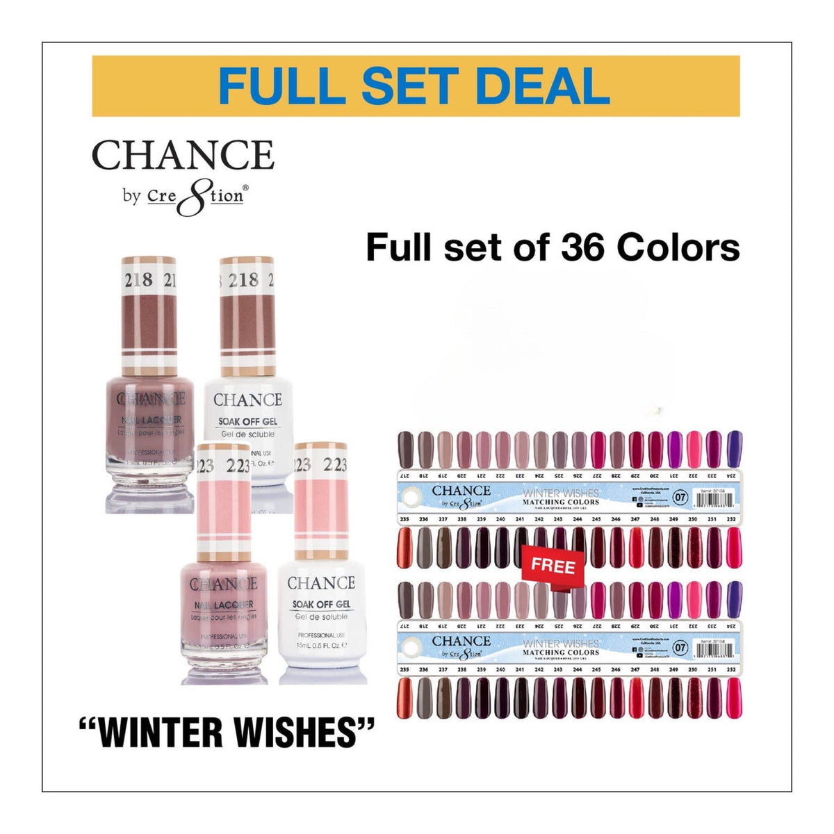 ( Winter Set )Chance Gel/Lacquer Trio 3in1 Full Set - 36 Colors Winter Wishes Collection 07