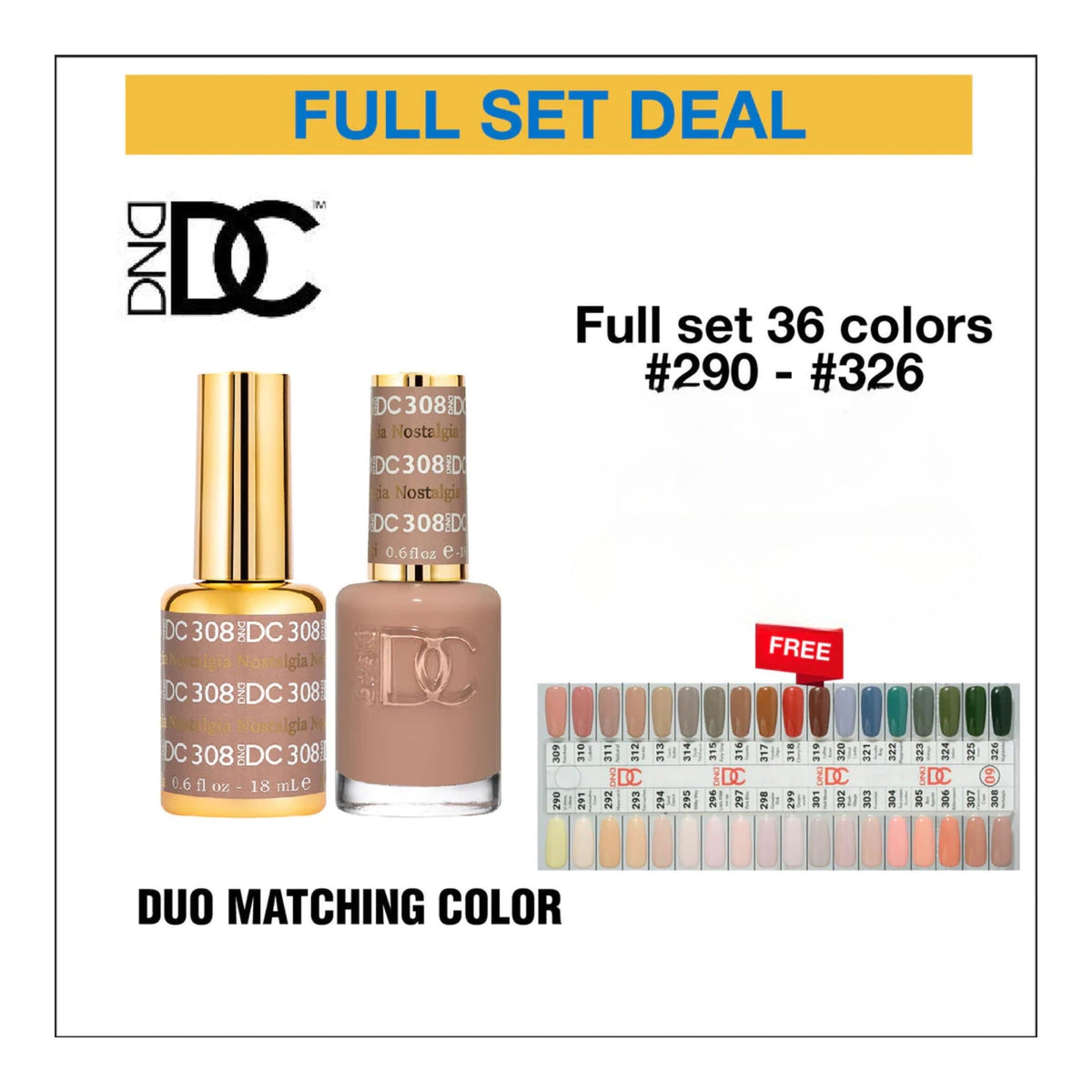 DND DC Duo Matching Color - Full set 36 colors #290 - #326 w/ Color Chart