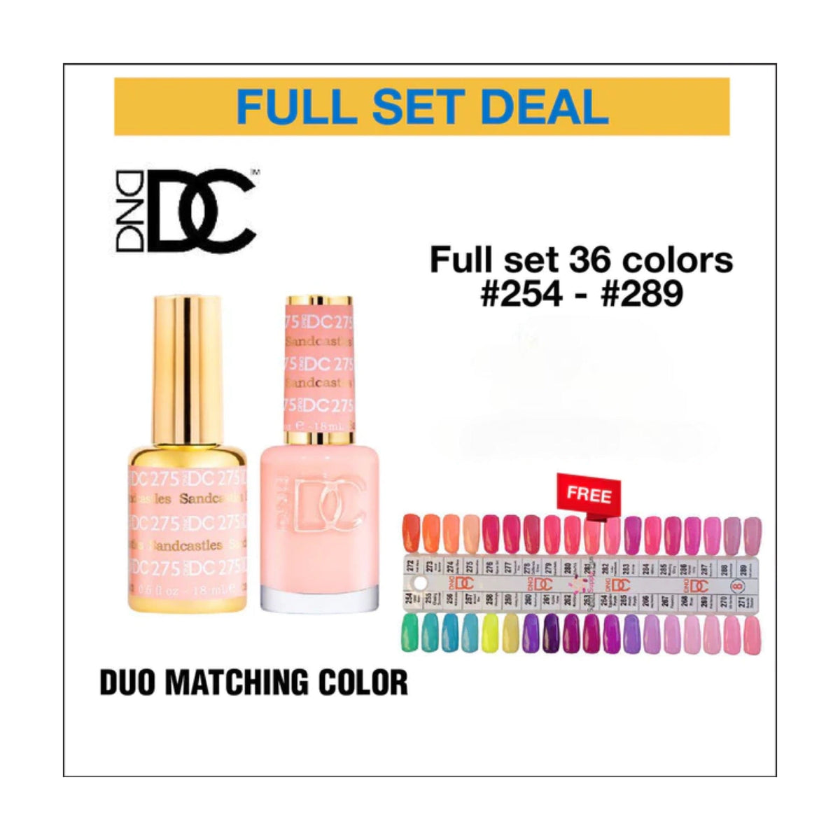 DND DC Duo Matching Color - Full set 36 colors #254 - 289 w/ Color Chart