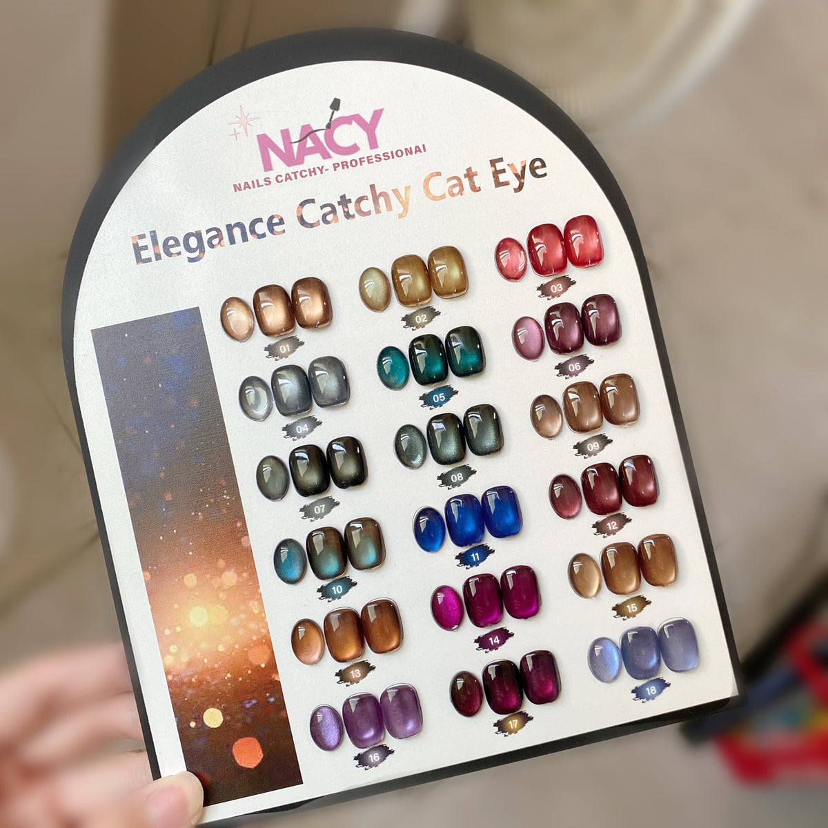 Nacy Elegance Full Set Ceramic Cat Eye Gel 0.5oz 18 Colors - Free 1 Color Display & Magnet