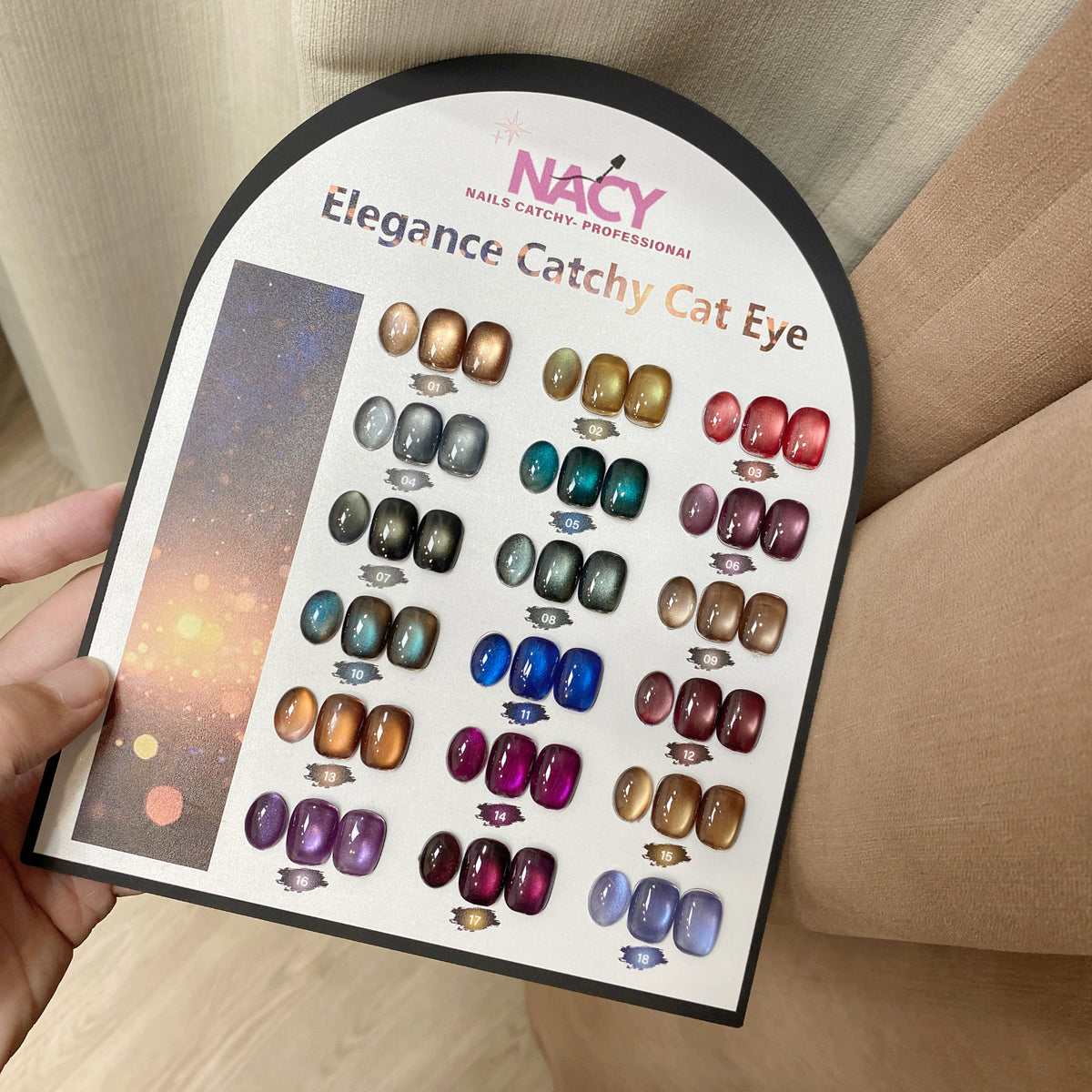 Nacy Elegance Full Set Ceramic Cat Eye Gel 0.5oz 18 Colors - Free 1 Color Display & Magnet