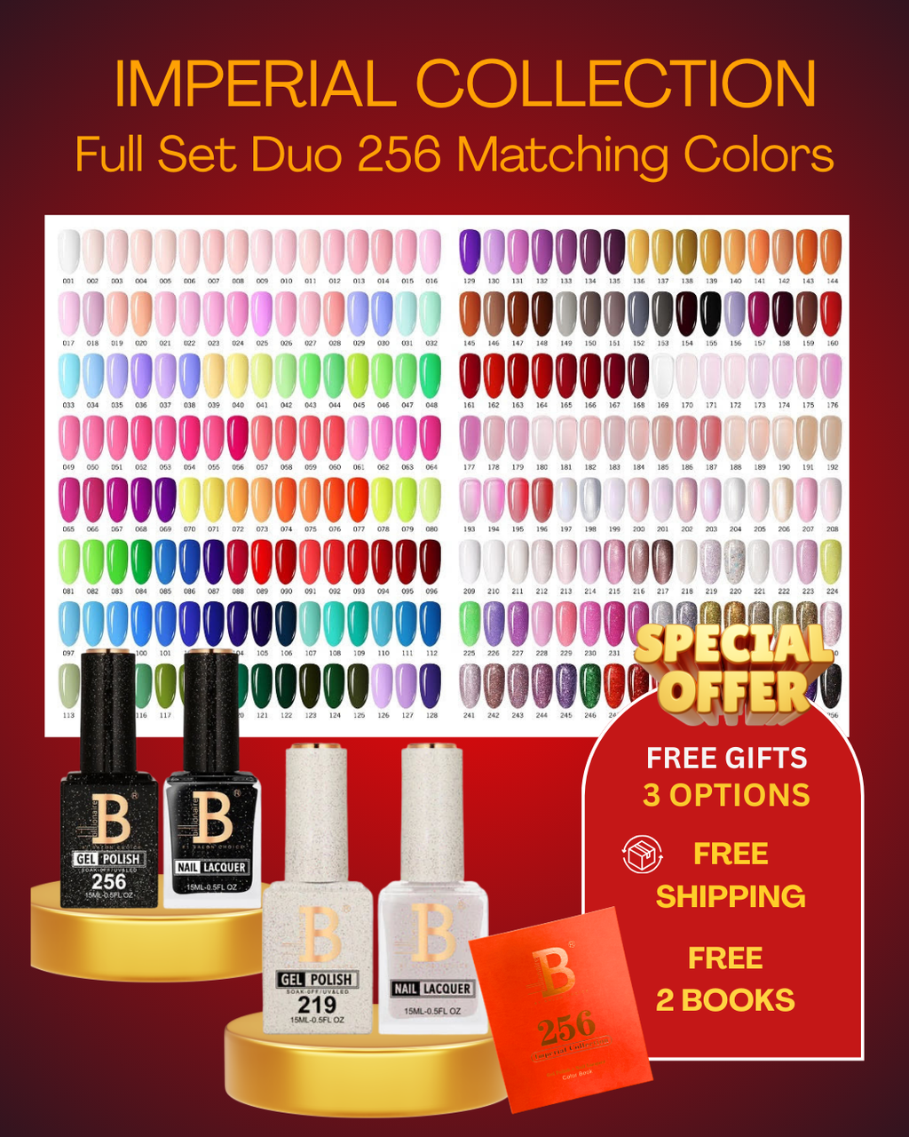 (Super Deal ) Billionaire - Imperial Collection Duo Gel Fullset 256 colors - HEMA FREE TPO FREE