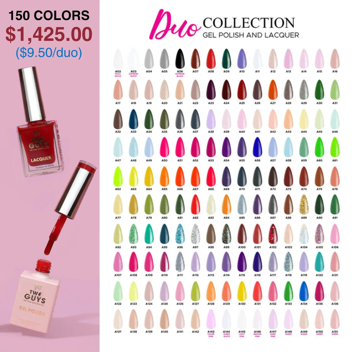 2GUYS DUO MATCHING COLOR - FULL SET 150 COLORS (A02-A151) W/ 1 COLOR BOOK