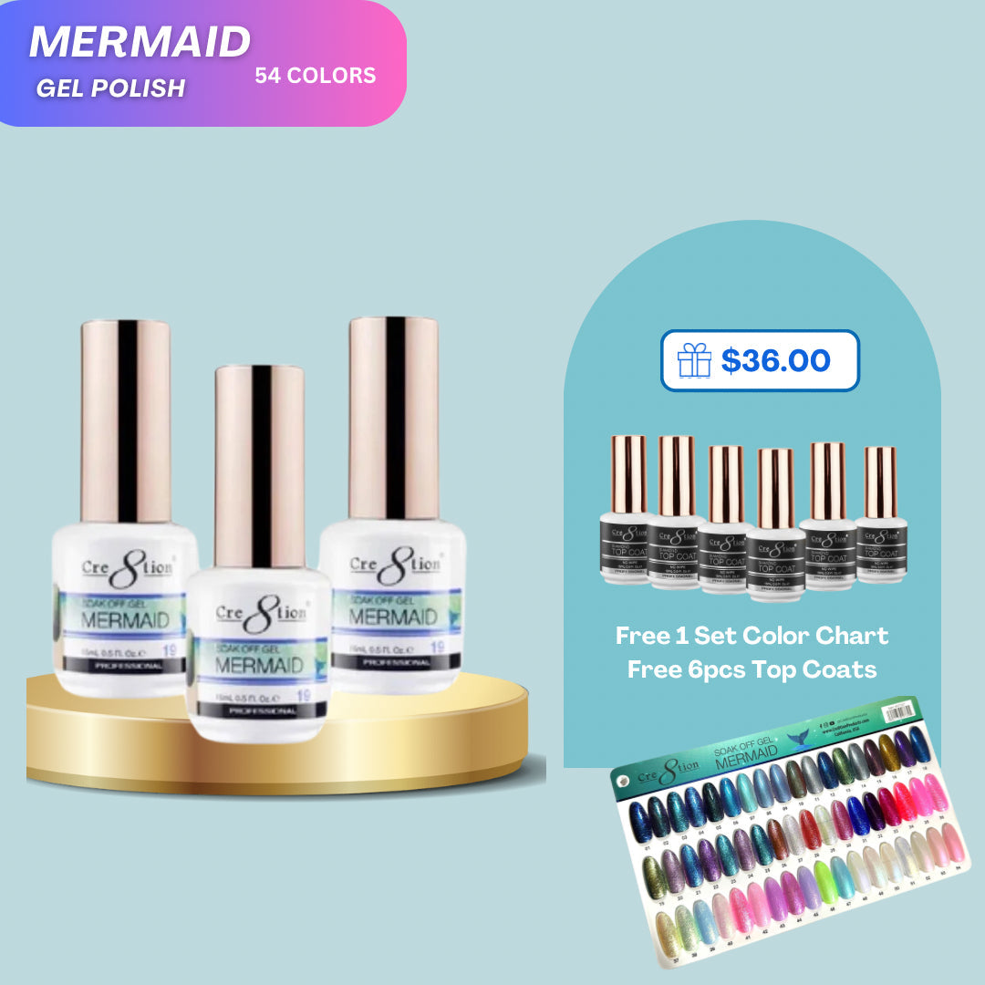 Cre8tion - Mermaid Full 2024 Collection - 54 Colors Soak Off Gel - $8.00/each