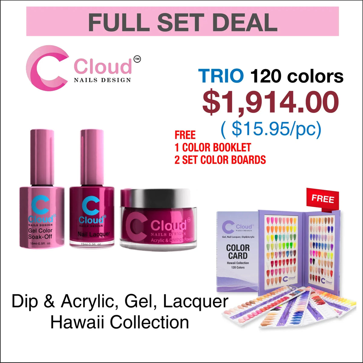 Chisel Cloud - Hawaii Collection - Full Set Matching Trio 120 Colors W/ Free 1 BOOKLET & 2 set color boards
