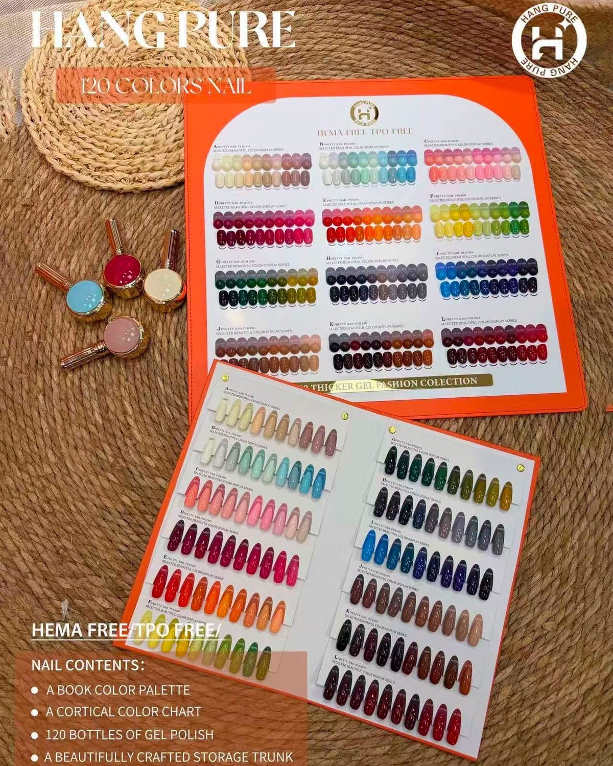 Full Set Hang Pure Gel Polishes High Pigment Full Set 120 Colors / Free Book Chart Display & Free Gifts